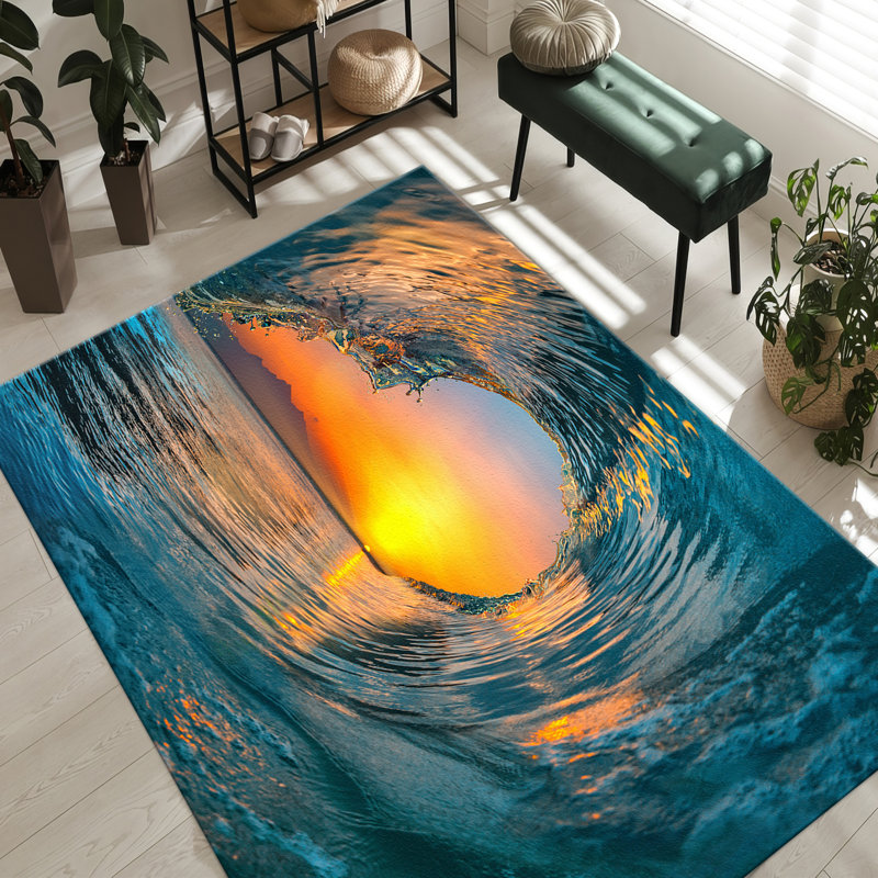 Abstract Art-inspired With Pile Soft Printed Rug Featuring Dynamic Swirls and Bold Colors Ideal for a Sophisticated Home Decor Update