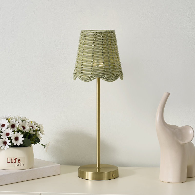 18" Metal Table Lamp With Green Shade, Green