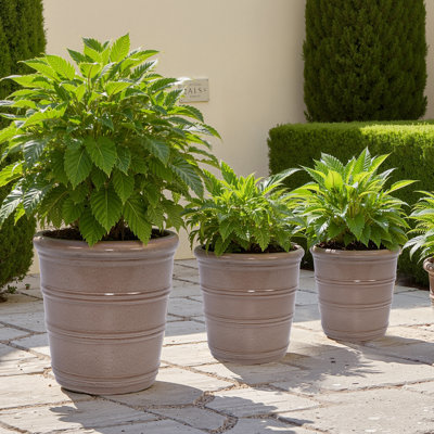 16" Outdoor Indoor Ceramic Pot Planter Decorative Planter with Drainage Hole Modern Patio Flower Pot for Garden Living Room Set of 3