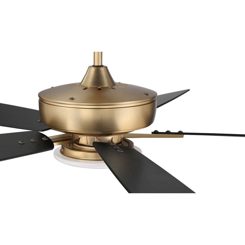 Satin Brass 60" Ceiling Fan with Black Walnut Blades and LED Light