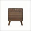 Table de chevet à deux tiroirs de couleur noyer avec poignées en métal-313296105