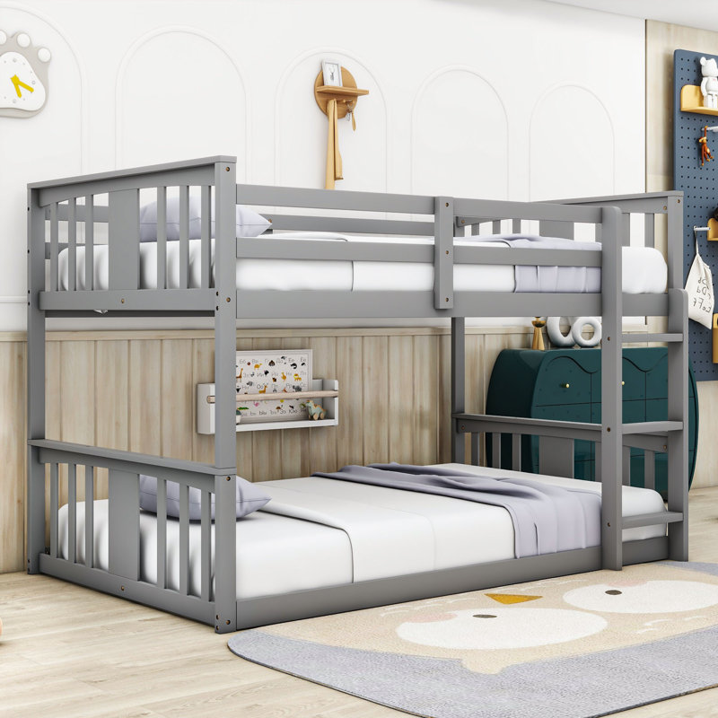 Dextra Kids Twin Over Twin Bunk Bed, Gray
