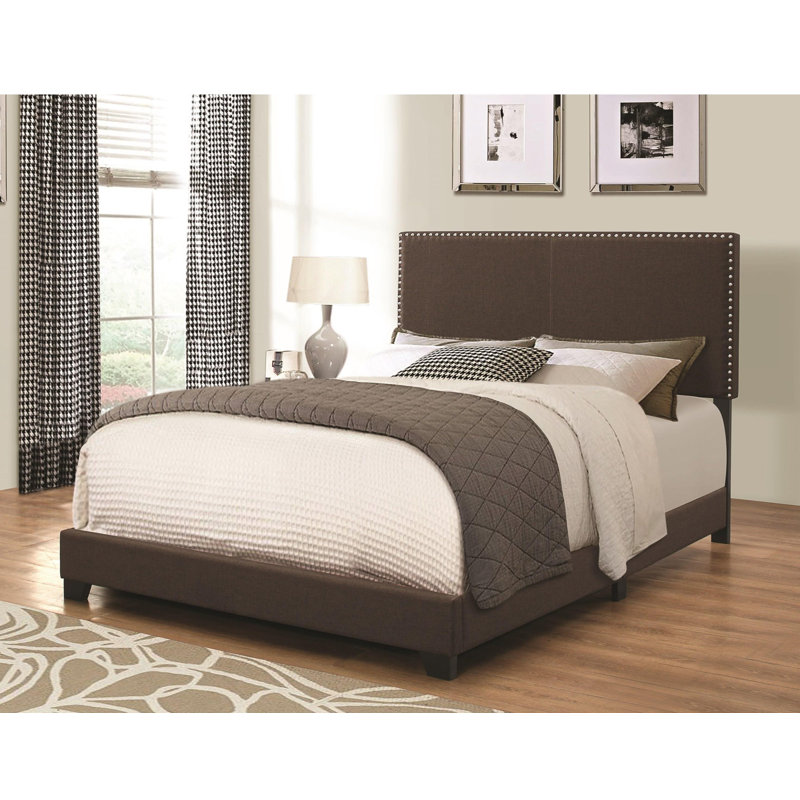 Marlene Upholstered Full Panel Bed Ivory, Ivory, Full