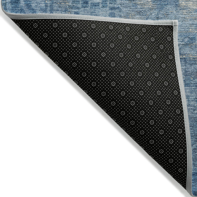 Tapis bleu intérieur / extérieur lavable à la machine Christain ACN1228, Rectangle 5 pi x 7 pi 6 po