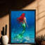 Reproduction d'art encadrée noire rétro "The Mermaid Under the Sea"-1674403655