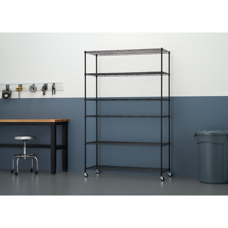 Étagère grillagée à 6 niveaux Nsf 48 po x 18 po x 72 po Basics, Noir