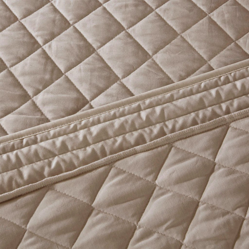 Grand couvre-lit en coton kaki avec housse 100% tissu, Édredon grand et 3 pièces supplémentaires