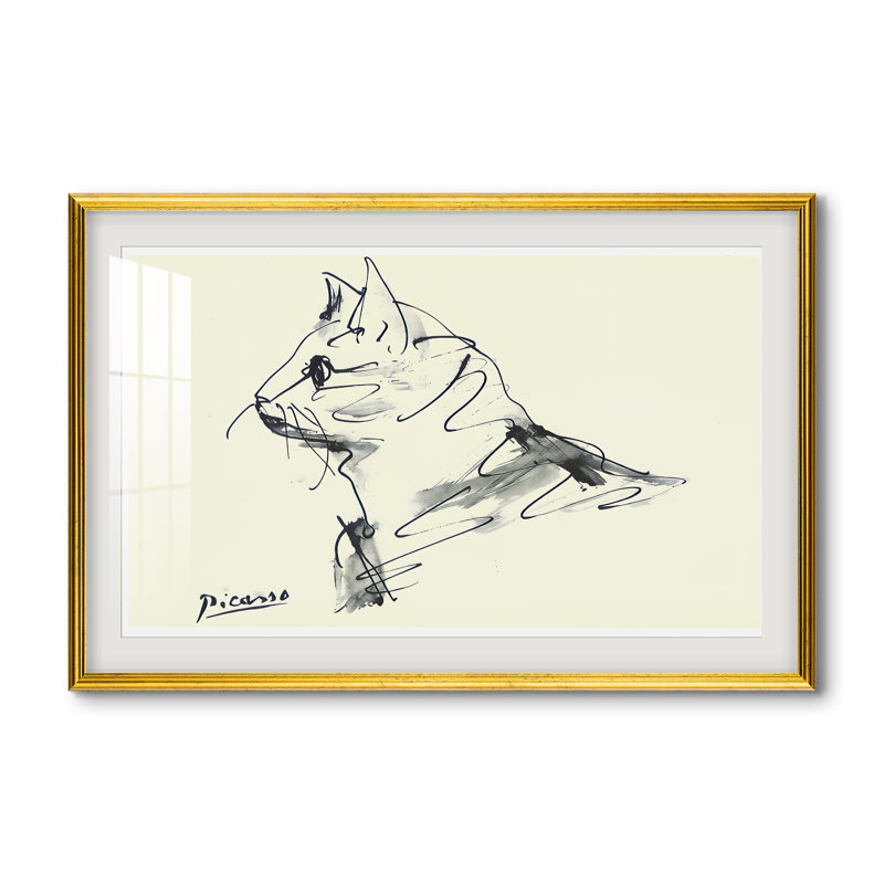 Le Chat, vers 1961 - Pablo Picasso - Estampe encadrée sur mesure, 28 po x 40 po, Impression encadrée avec passe-partout