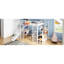 Lit mezzanine en métal blanc avec bureau intégré, garde-robe, cerceau, glissade, escalier-1251539130