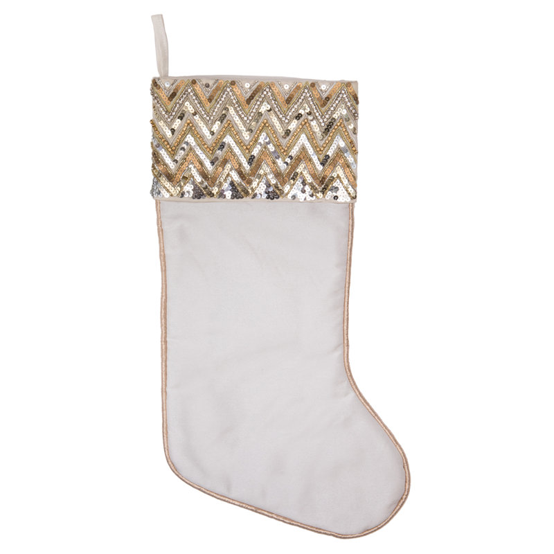 Chaussette de Noël à paillettes blanches 19 po The Holiday Aisle®