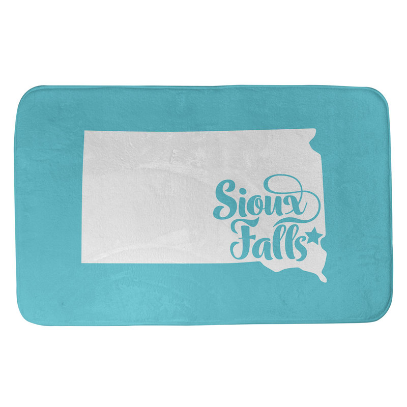 Tapis rectangulaire antidérapant pour salle de bain, L 21 po x L 34 po, Sarcelle, Sioux Falls, Dakota du Sud
