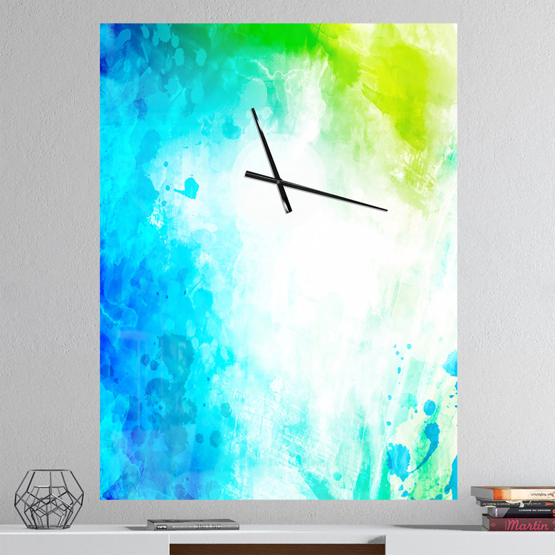 Corwin Abstract Watercolor Art - Modern Wall Clock, Extra Large