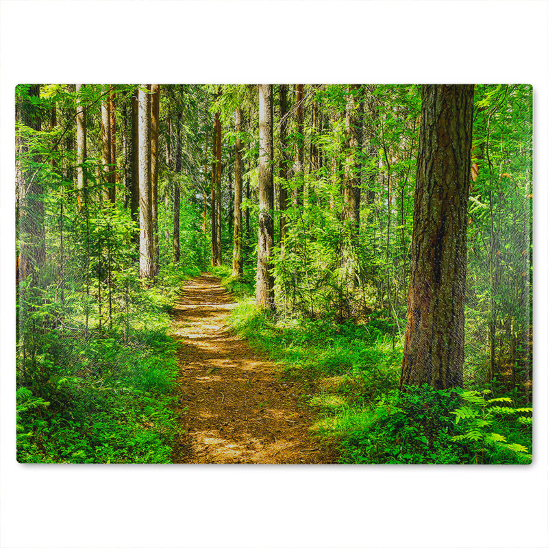 Woodland path Designer Glass Chopping Board