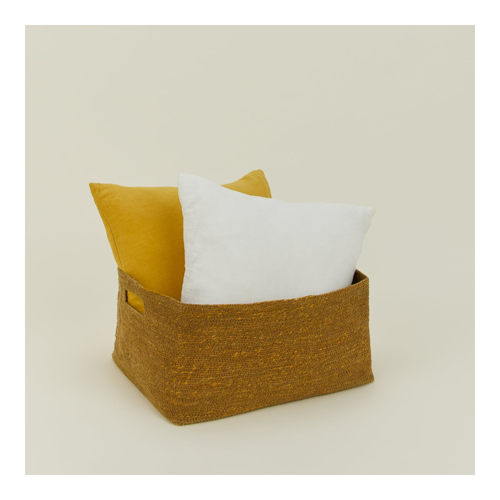 Essential Laundry Basket with Handles, Mustard, 9" H x 17" W x 14" D