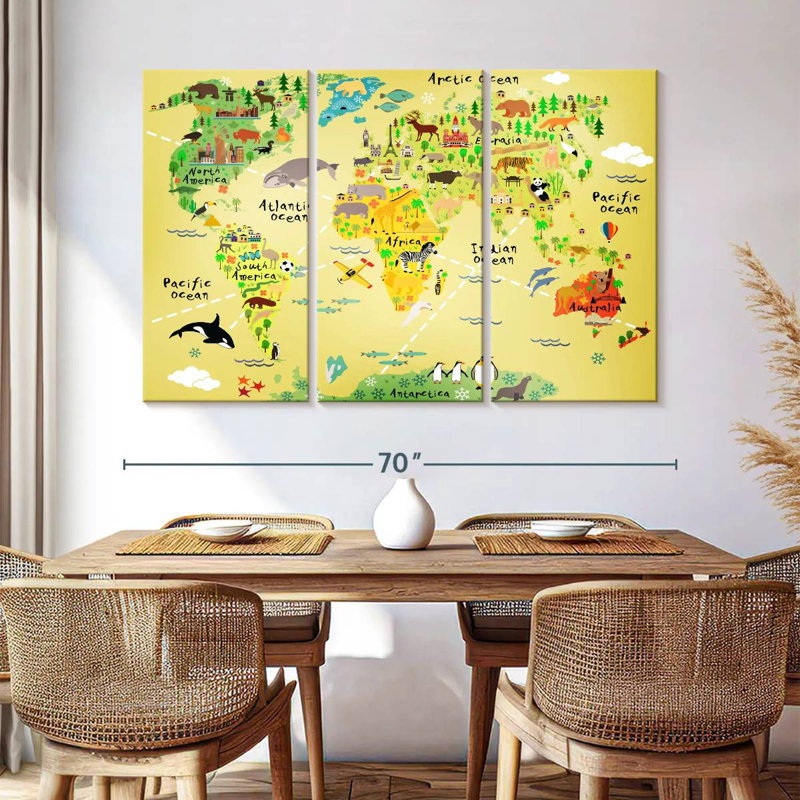 Keiri Educational Animal World Map, 42" H x 65" W