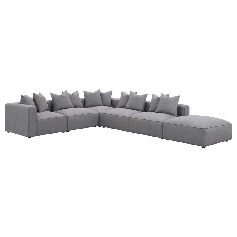 Canapé modulaire rembourré 6 pièces Gris, Mélange de polyester gris