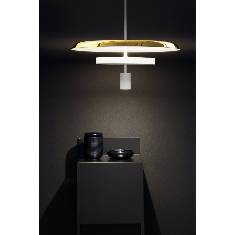 1 - Light LED Dome Pendant, Matt White, Brass