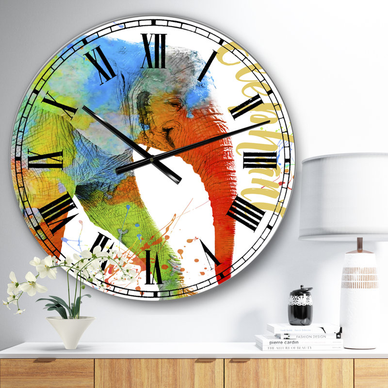 Horloge murale surdimensionnée colorée Safari, Surdimensionné