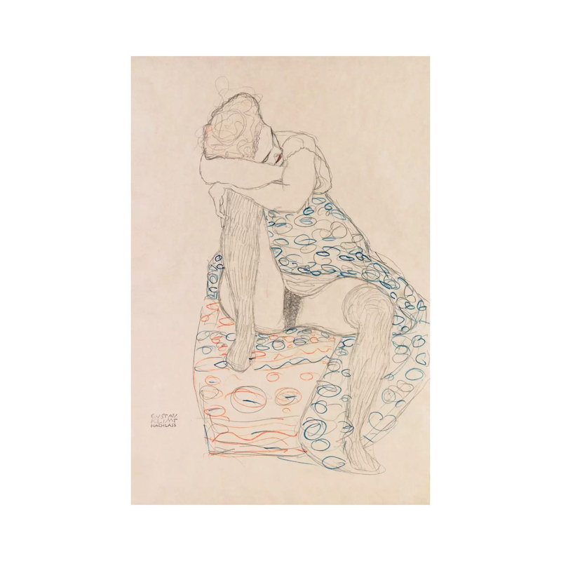 Seated Figure With Gathered Up Skirt by Gustav Klimt - Wrapped Canvas Painting, 66.04 cm H x 45.72 cm W x 3.175 cm D