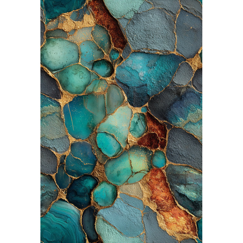Papier peint géométrique amovible bleu sarcelle