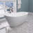 55 In. W × 29 In. D × 27 In. H White Freestanding Bathtub Acrylic Multi-Layer Construction With Drain Overflow 55 Gallon Capacity