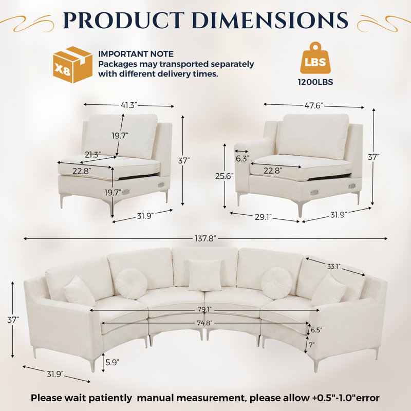 Canapé modulaire Compression, Cream Velvet