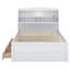 Lit plateforme double en bois avec lit gigogne et tête de lit à DEL, lit en bois avec tiroirs, prises USB-673748103