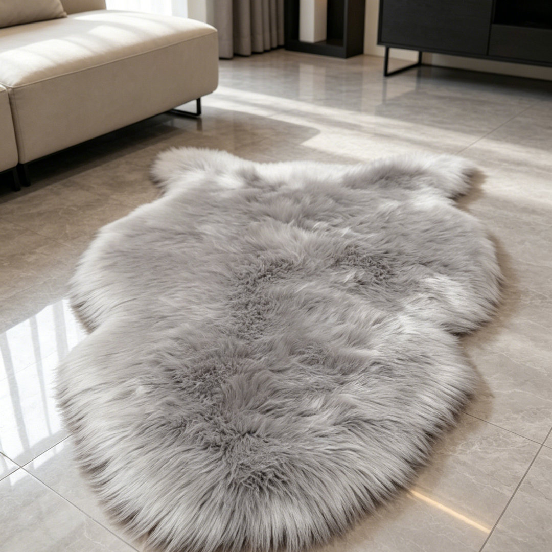 Solid Colour Faux Sheepskin 90cm X 60cm Area Rug