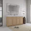 60" Freestanding Bathroom Vanity with White Resin Vanity Top & 4 Soft-Close Cabinet Doors