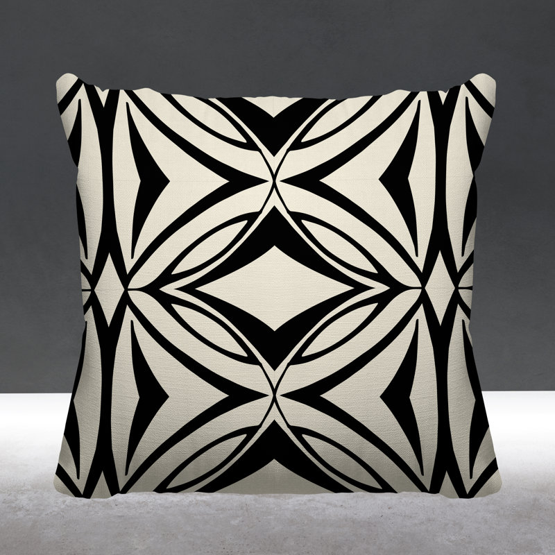 Coussin décoratif intérieur / extérieur Eamon, L 15 po x H 15 po, Noir