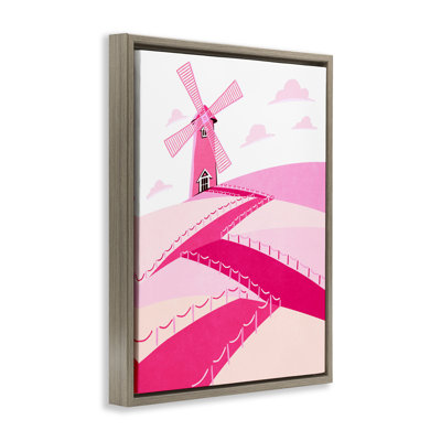 Cadre flottant rose avec moulin à vent, conception de Ziwei Li