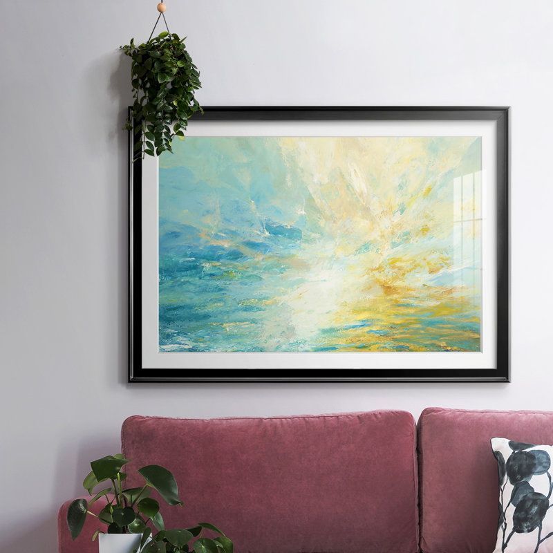 Sparkle & Flow-encadré imprimé avec biseauté mat et verre, Noir, H 30 po x l 44 po x P 1,5 po