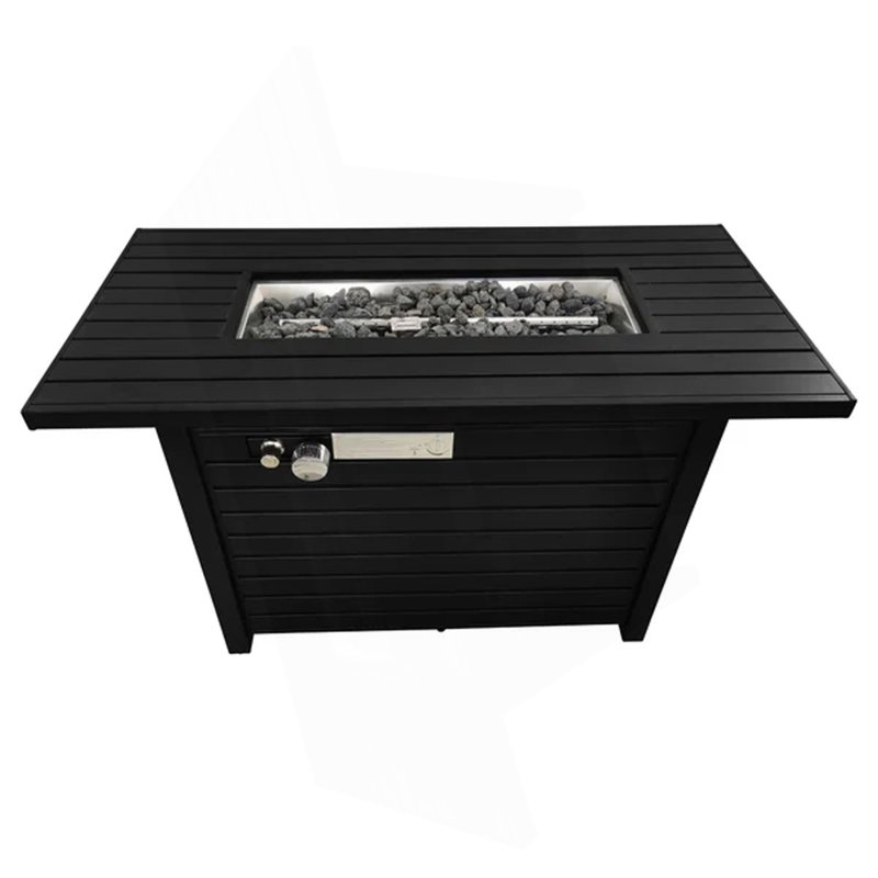 25" H X 42" W Steel Outdoor Fire Pit Table With Lid, Black
