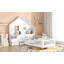 Lit House avec fenêtre et tiroirs de chevet, lit plateforme avec tablettes, prises et USB