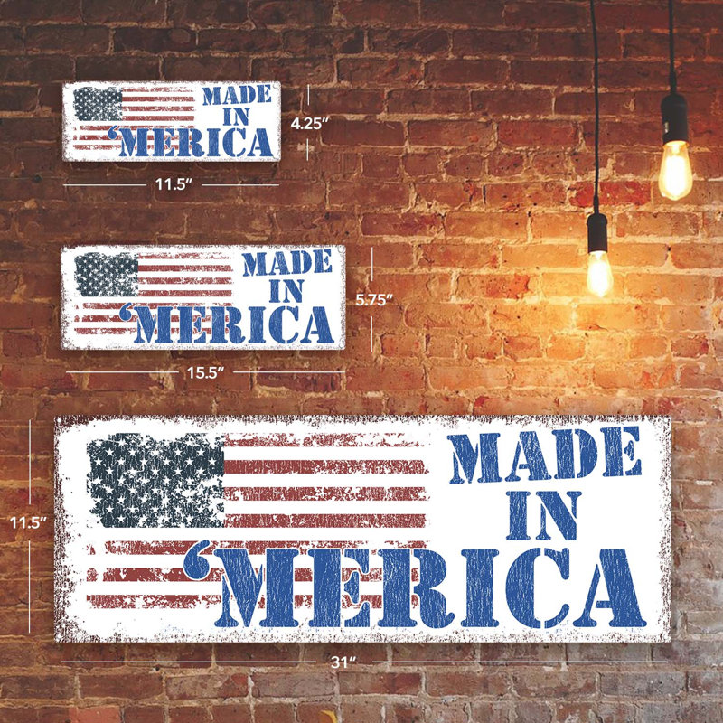 «Distress, Made In 'Merica Metal Sign» sur métal, H 4,25 po x l 11,5 po