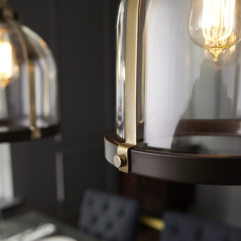 Luminaire suspendu en forme de cloche à 1 lumière Doucette, Laiton vieilli avec bronze huilé