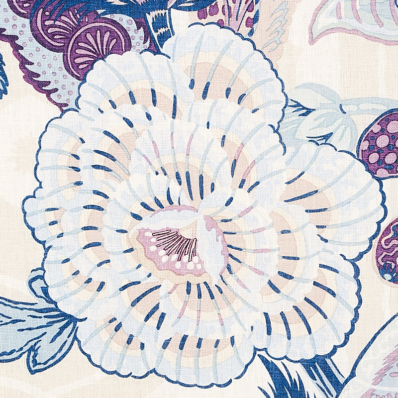 Zanzibar Linen Print Fabric, Hyacinth
