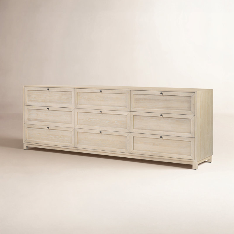 Commode 9 tiroirs Sonata, Placage de chêne blanchi clair