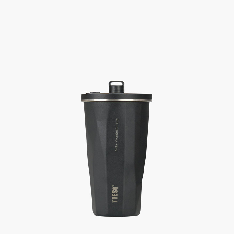 Gobelet TYESO FLAIR 2.0 avec paille rétractable, 16 oz, H 7,56 po x l 3,62 po x P 3,62 po, Noir