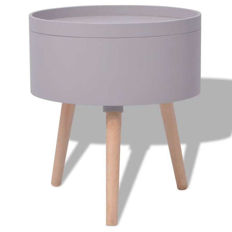 Nayeli Glass End Table with Storage, Gray