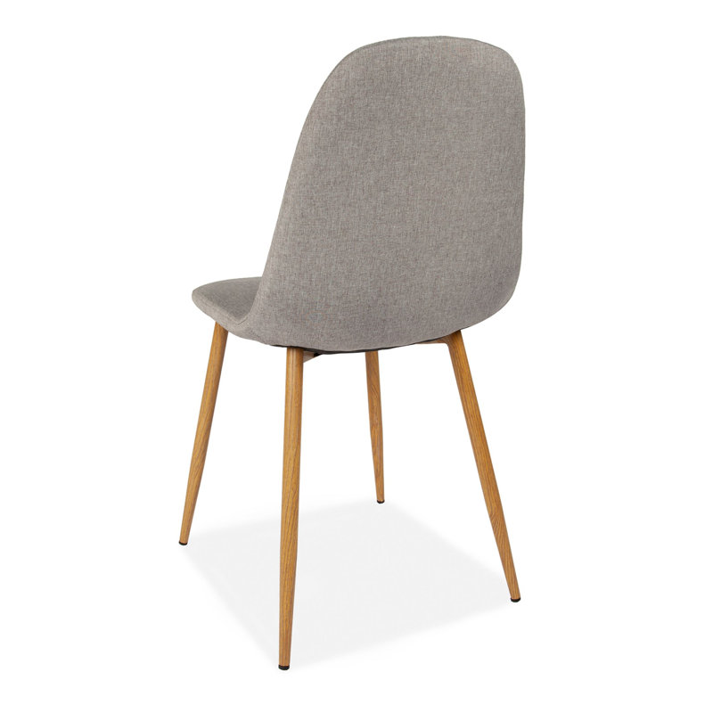 4 Gaviota Fabric Velvet Upholstered Dining Chair, Cotton Light Grey, Walnut
