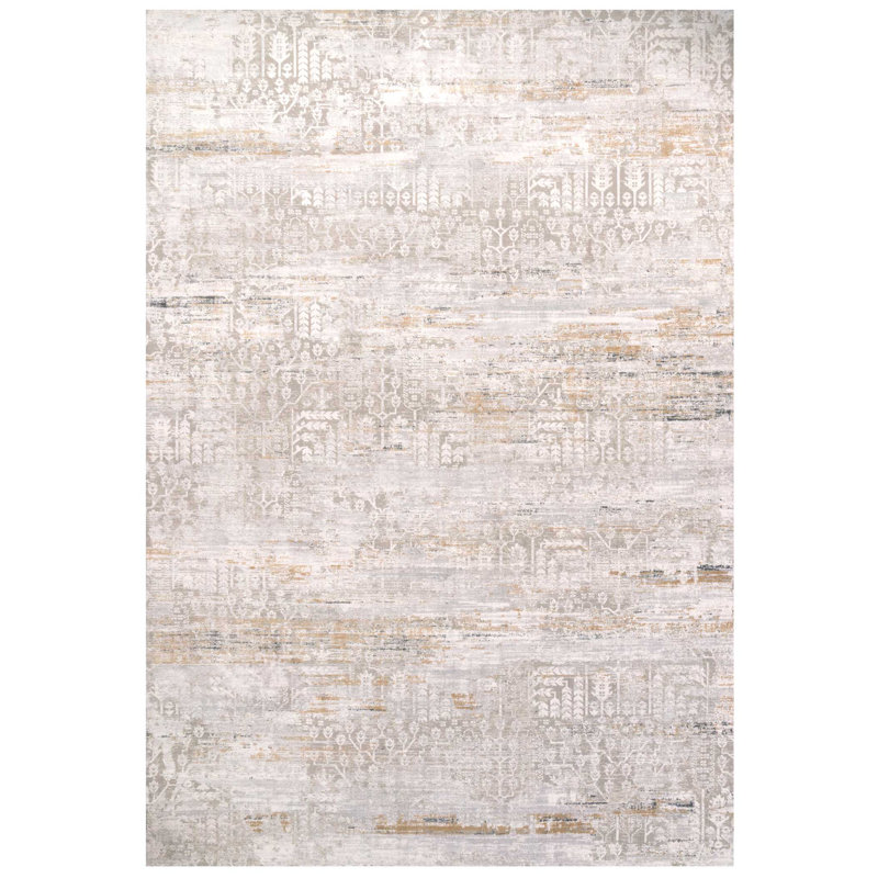 Aukai Distressed Mottled Grey Area Rug, Rectangle 60 x 110cm