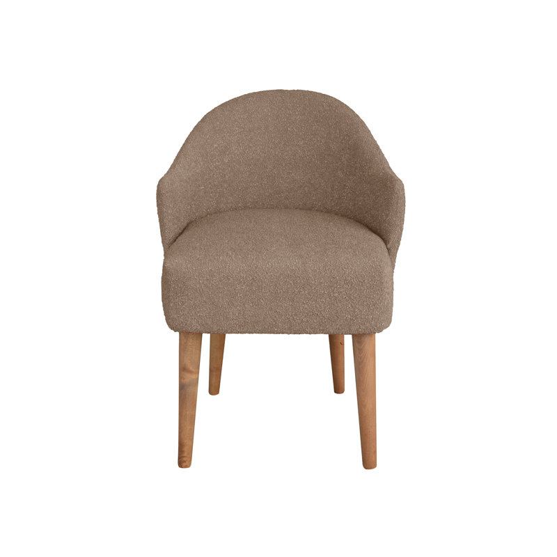 50cm H Polyester Blend Upholstered Slat Back Armchair, Beige