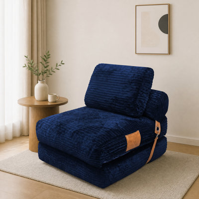 Convertible Fold‑Out Floor Sofa Bed, Corduroy Lazy Bean Bag Lounge Chair for Living Room, Bedroom
