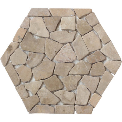 Random Sized Natural Stone Pebble Tile in Flat Cappuccino