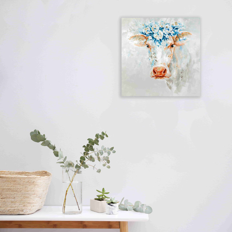 Leslye, fleur de vache sur toile, H 12 po x l 12 po x P 1 po