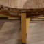 Table basse ronde en bois 31,29 po avec pieds en croix dorée-1720096248