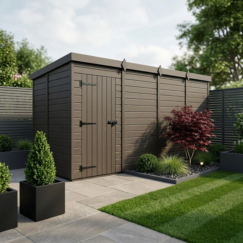 Total Sheds 15ft x 5ft Composite Pent Garden Shed - Single Door - No Windows - EPDM Rubber Roof - UK Manufactured