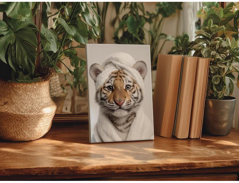 Impression sur toile de bébé tigre: art mural de chambre de bébé fantaisiste, thème safari, H 45 po x l 30 po