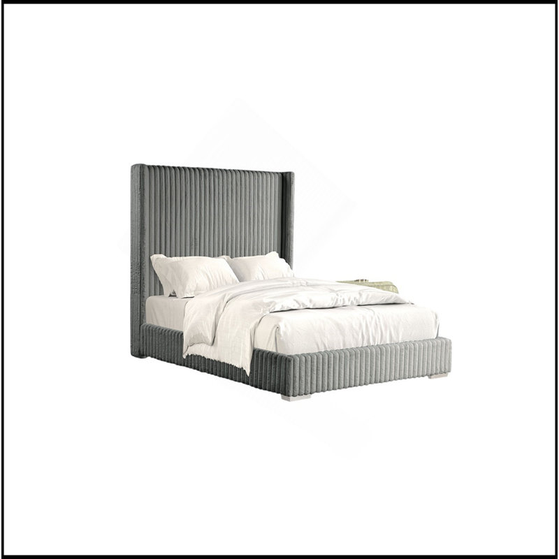 Matelas en chenille de fourrure de lit grand format contemporain gris de 1 po, Gris, Grand lit